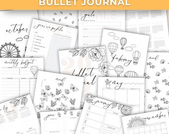 2024 PRINTABLE BULLETT JOURNAL | Habit Tracker, Mood Tracker, Health Log, Future Log, Year in Pixels, Best Printable Planner, 2024 bujo