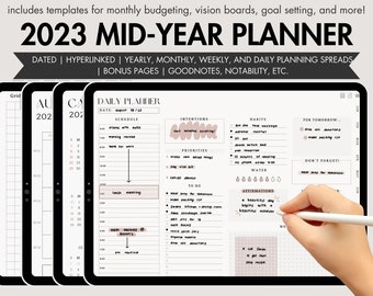 2023 Mid Year Digital Planner, iPad Digital Planner, Goodnotes Planner, Notability Planner, Dated iPad Planner, Digital Daily Planner