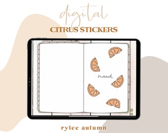 Digitale Journal Sticker | Citrus Digitale Aufkleber März / Jeder Monat | Digitale Planner Sticker iPad Sticker Digitale Sticker