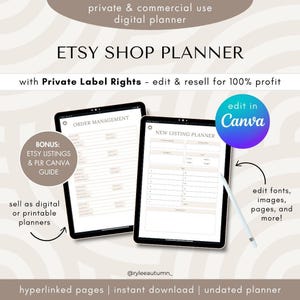 Etsy Shop Digitaler Planer PLR | Bearbeitbare Digitaler Planer Canva Vorlage, PLR Digitale Produkte, Handelsmarkenrechte Resell iPad Planner