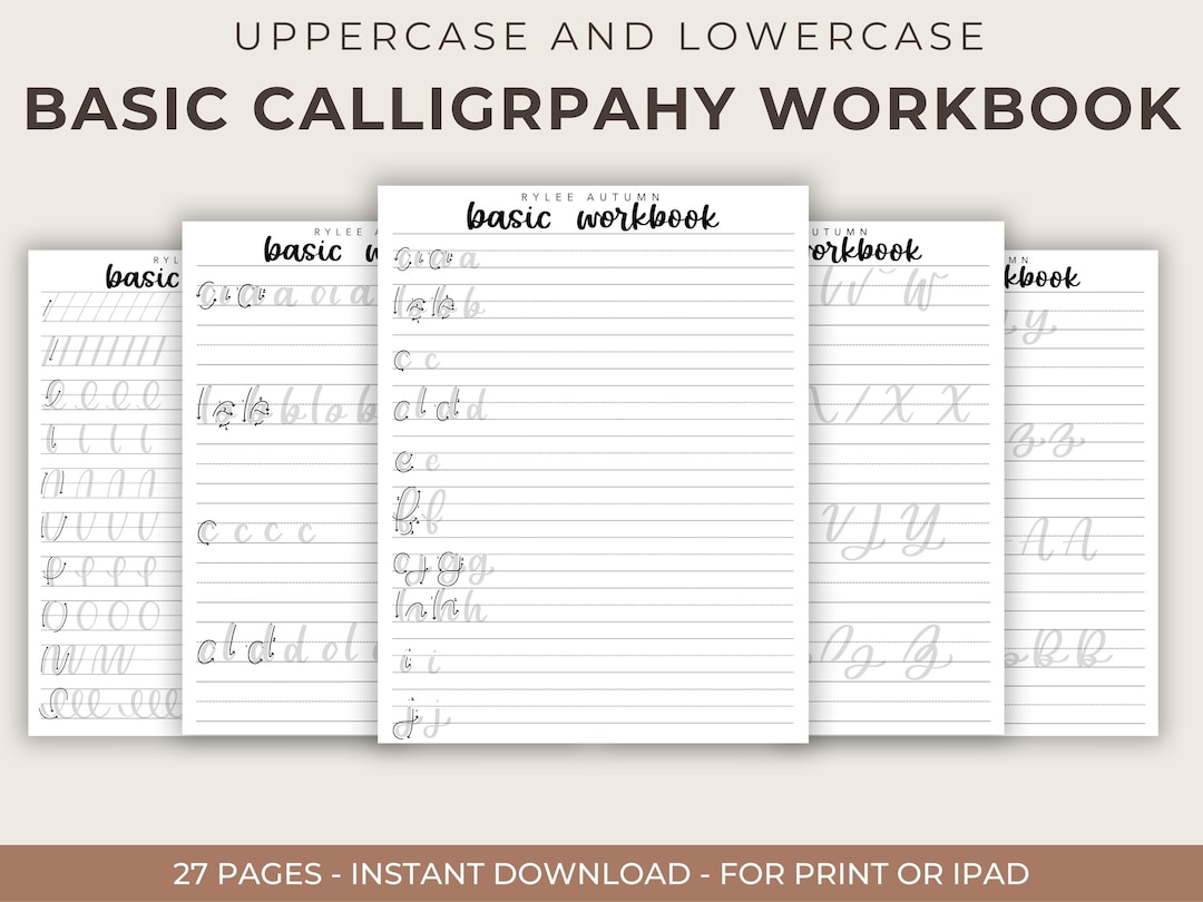 Basic Calligraphy Workbook | Comprehensive Calligraphy Practice Sheets ...