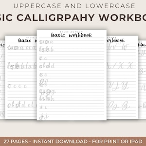 Basic Kalligraphie Workbook | Umfassende Kalligraphie Übungsblätter, Anfänger Hand Lettering, Printable / iPad Kalligraphie Tutorial