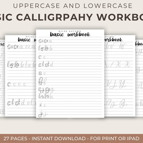Basic Calligraphy Workbook | Comprehensive Calligraphy Practice Sheets, Beginner Hand Lettering, Printable / iPad Calligraphy Tutorial