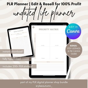 PLR Wiederverkauf Digitaler Planer Canva | Digitaler Planer für kommerzielle Nutzung, digitales Produkt für Eigenmarkenrechte, GoodNotes iPad Planer mit Hyperlink