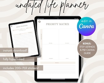 PLR Rivendita Planner Digitale Canva / Planner Digitale Uso Commerciale, Diritti di Etichetta Privata Prodotto Digitale, Planner iPad GoodNotes con Collegamento Ipertestuale