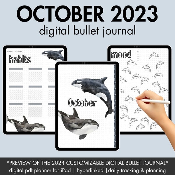 OCTOBER 2023 DIGITAL PLANNER | Digital Bullet Dotted Journal, Custom Digital Bullett Journal, Best Digital Planner Customizable Digital Bujo