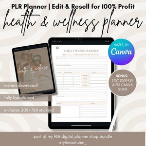Eigenmarkenrechte Digitaler Wellness-Planer | Fitnessplaner Canva Vorlage, digitaler Planer für kommerzielle Nutzung zum Weiterverkauf, Trainingsvorlage