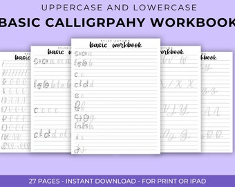 Basic Calligraphy Workbook | Comprehensive Calligraphy Practice Sheets, Beginner Hand Lettering, Printable / iPad Calligraphy Tutorial