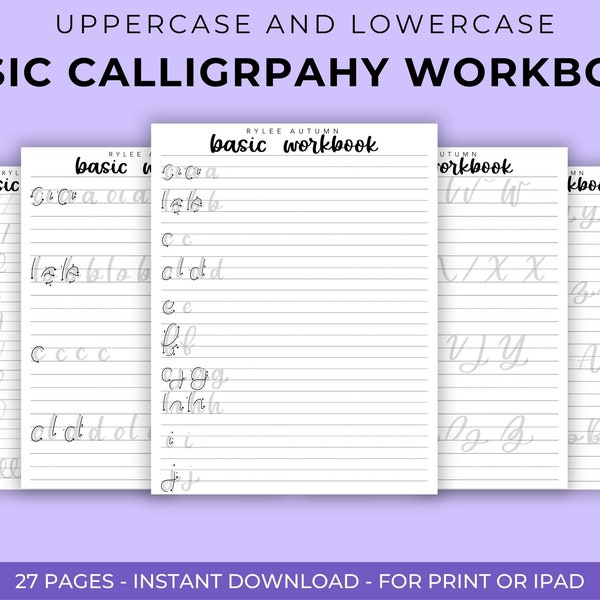 Basic Calligraphy Workbook | Comprehensive Calligraphy Practice Sheets, Beginner Hand Lettering, Printable / iPad Calligraphy Tutorial