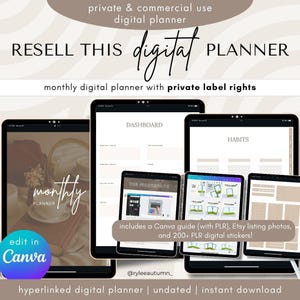 Kommerzielle Nutzung Monatlicher Digitaler Planer | Bearbeiten und Weiterverkaufen von PLR Digital Planner, Bullet Journal Canva Vorlage, Weiterverkauf von Rechten digitaler Produkte