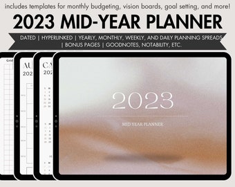 2023 Mid Year Digital Planner, iPad Digital Planner, Goodnotes Planner, Notability Planner, Dated iPad Planner, Digital Daily Planner