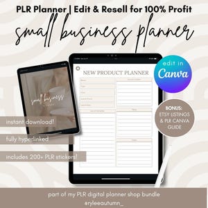 PLR Small Business Digitaler Planer | Bearbeitbare Canva Digital Planner Vorlage Wiederverkaufsrechte, kommerzielle Nutzung Small Business Wachstumsplaner