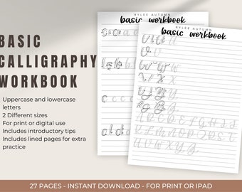 Basic Kalligraphie Workbook | Umfassende Kalligraphie Übungsblätter, Anfänger Hand Lettering, Printable / iPad Kalligraphie Tutorial