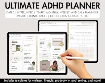 ADHD Digital Planner, Undated Digital Planner, Digital ADHD Planner, Best GoodNotes Planner, Undated iPad Planner, Neurodivergent Planner