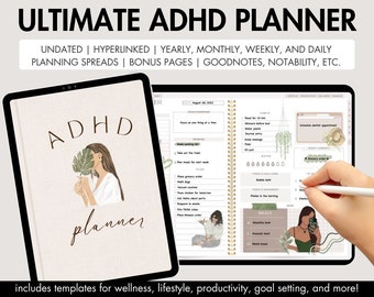 ADHD Digital Planner, Undated Digital Planner, Digital ADHD Planner, Best GoodNotes Planner, Undated iPad Planner, Neurodivergent Planner