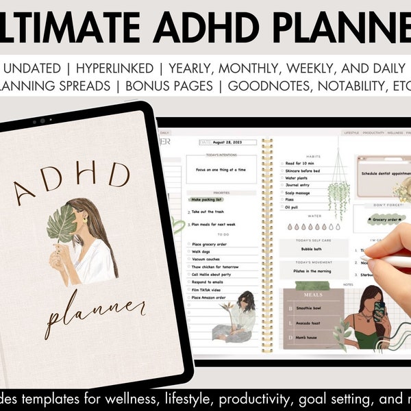 ADHD Digital Planner, Undated Digital Planner, Digital ADHD Planner, Best GoodNotes Planner, Undated iPad Planner, Neurodivergent Planner