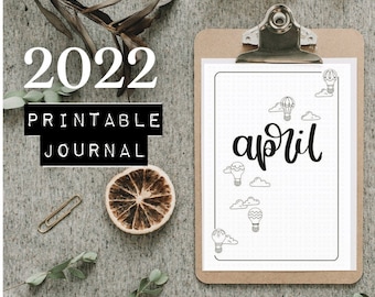 2022 PRINTABLE PLANNER | 2022 Printable Bujo Journal | 2022 Journal Coloring Pages | Black and White Printable Journal Inserts