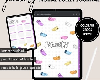 BULLET DIGITAL JOURNAL | Januar 2024 Digital Bullet Dotted Journal, Benutzerdefiniertes digitales Journal, bester digitaler Planer anpassbares digitales Bujo