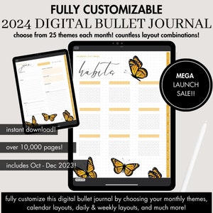 2024 Digital Bullet Dot Journal | Custom Digital Journal, Best Digital Planner 2024, Custom Digital Planner, Goodnotes Planner, IPad Journal