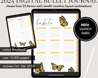 2024 Digital Bullet Dot Journal | Custom Digital Journal, Best Digital Planner 2024, Custom Digital Planner, Goodnotes Planner, IPad Journal