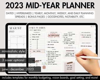 2023 Mid Year Digital Planner, iPad Digital Planner, Goodnotes Planner, Notability Planner, Dated iPad Planner, Digital Daily Planner