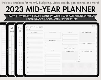 2023 Mid Year Digital Planner, iPad Digital Planner, Goodnotes Planner, Notability Planner, Dated iPad Planner, Digital Daily Planner