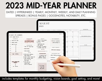 2023 Mid Year Digital Planner, iPad Digital Planner, Goodnotes Planner, Notability Planner, Dated iPad Planner, Digital Daily Planner