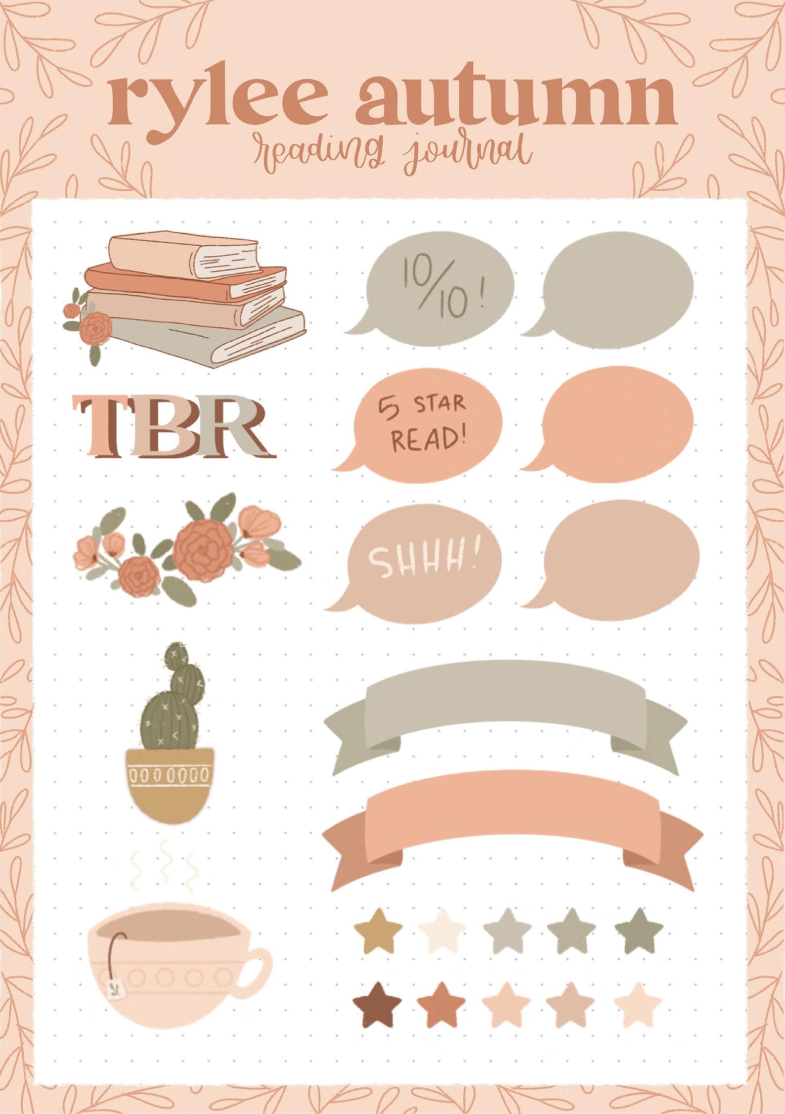 Digital Reading Journal Stickers Digital Sticker Sheet Etsy UK
