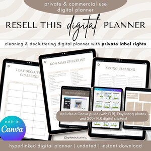 Digitaler Entrümpel- & Putzplaner Privatmarkenrechte | Digitaler Planer Canva Vorlage Bearbeiten und Weiterverkauf, kommerzielle Nutzung PLR Planer
