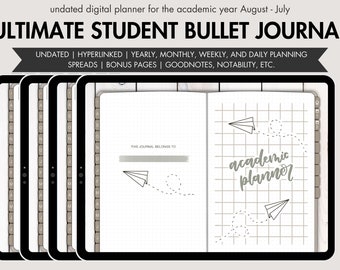 DIGITAL STUDENT PLANNER | 2023-2024 Student Bullett Journal Planner, Digital Bullett Journal, Student Digital Planner | Best Student Planner