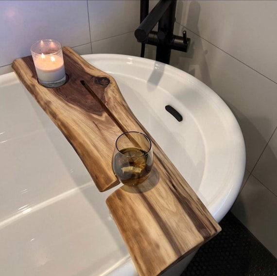  Bath Caddy Tray for Tub: Bamboo Bathtub Tray Caddy Expandable  with Wine Glass Holder and Book Stand. Luxury Bubble Bath Accessories & Spa  Decor. Self Care Gifts for Women, Birthday Gift