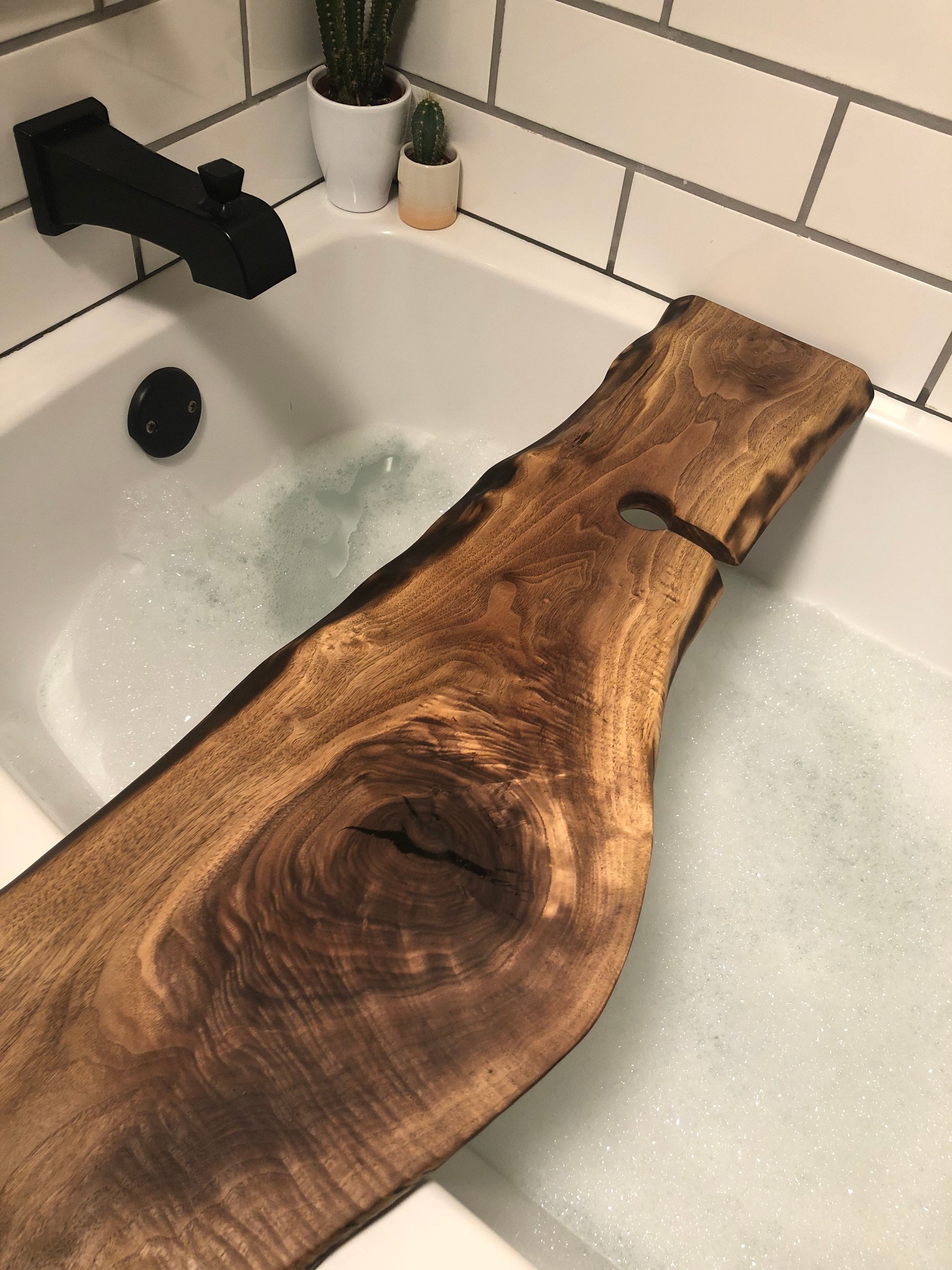 Live Edge Teak Wood Bath Caddy + Reviews