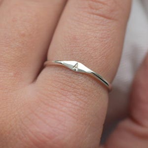 Sterling Silver Initial Signet Ring, Personalized Stacking Ring