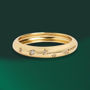 Star Crossed Celestial Dome Ring, 925 Sterling Silver Ring