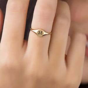 Personalized Initial Signet Ring: Engraved 925 Sterling Silver Pinky Ring