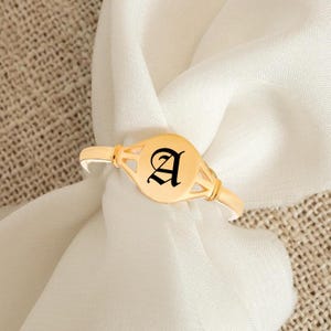 Personalized Oval Signet Ring: Engraved Initial, Sterling Silver