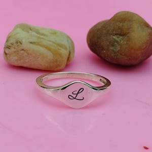 Personalized Initial Signet Ring: Engraved 925 Sterling Silver