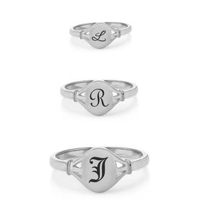 Anel de sinete personalizado - Anel de sinete oval personalizado - Anel com inicial gravada delicada - Anel de casamento personalizado com letras - Presentes perfeitos para ela