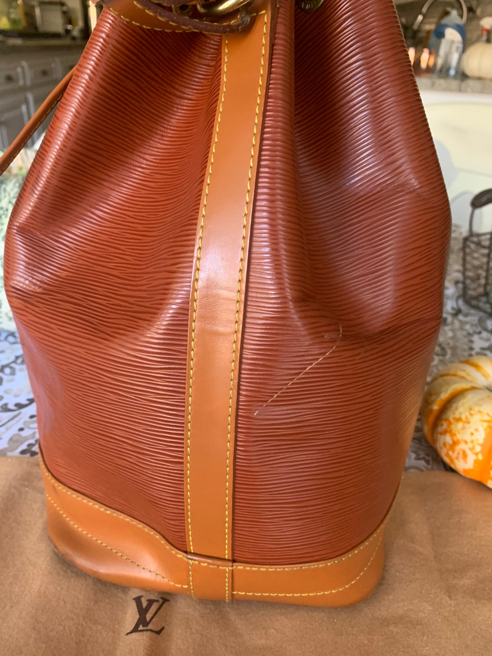 Authentic Louis Vuitton Two tone brown Epi Noe shoulder bag Etsy