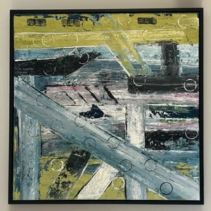 Oryginalna sztuka abstrakcyjna | Ręcznie robiona pływająca rama | 30&quot; x 30&quot;