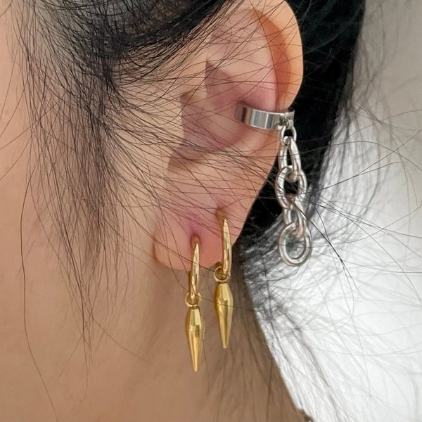 Boucles d'oreilles à clip Gypsy Elegance avec pointes dorées - Bijoux en acier inoxydable