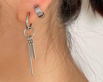 Boucles d'oreilles clips pendantes élégantes pour oreilles non percées - Bijoux en acier inoxydable