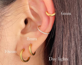 Dainty Gold Hoops - Minimalist Surgical Steel Earrings - Versatile Stacking Set