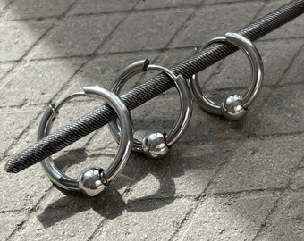 Beaded Stainless Steel Hoop Earrings | Unisex Minimalist Jewelry