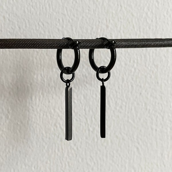 Vertical Long Bar Clip-On Earrings - Edgy Punk Style - No Piercing Needed