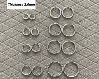 Stainless Steel Hoop Earrings 2 1/2 inch 7 mm Fat Flat tube Spiral Pattern Light Weight 