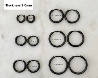 Créoles avant-gardistes noires - Boucles d'oreilles noires hypoallergéniques - Créoles pour hommes