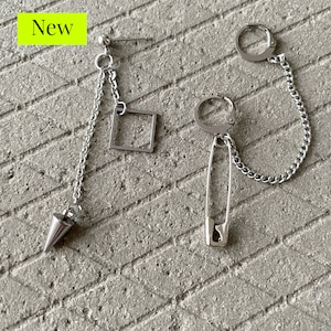 Brincos Punk Dangle Statement - Design Assimétrico com Alfinete de Segurança e Pingentes de Ponta