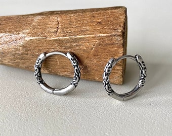 Viking Hoop Earrings for Men – Titanium Mens Earrings – Norse Viking Jewelry – Minimalist Mens Hoop – Gift for Him