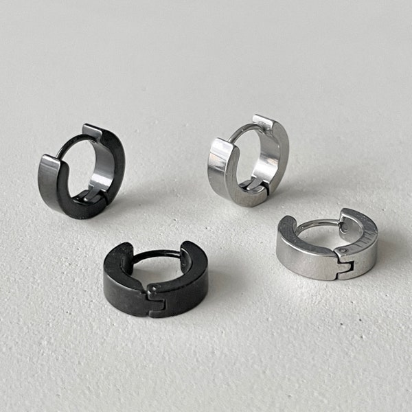 Sleek Stainless Steel Huggie Hoops - Cool Unisex Earrings